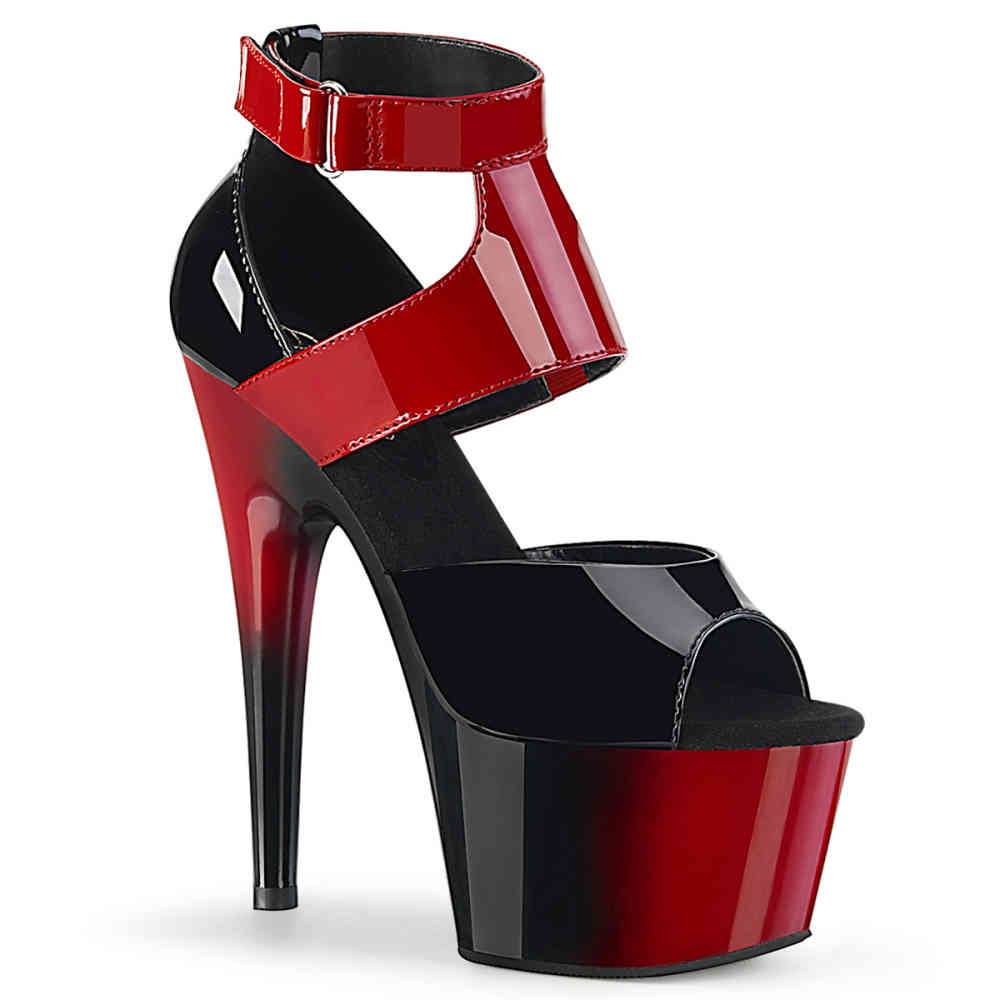Pleaser - ADORE70016 Sandale à bride à la cheville, Pole dance chaussures - Chaussures de pole dance - Noir/Rouge Product image
